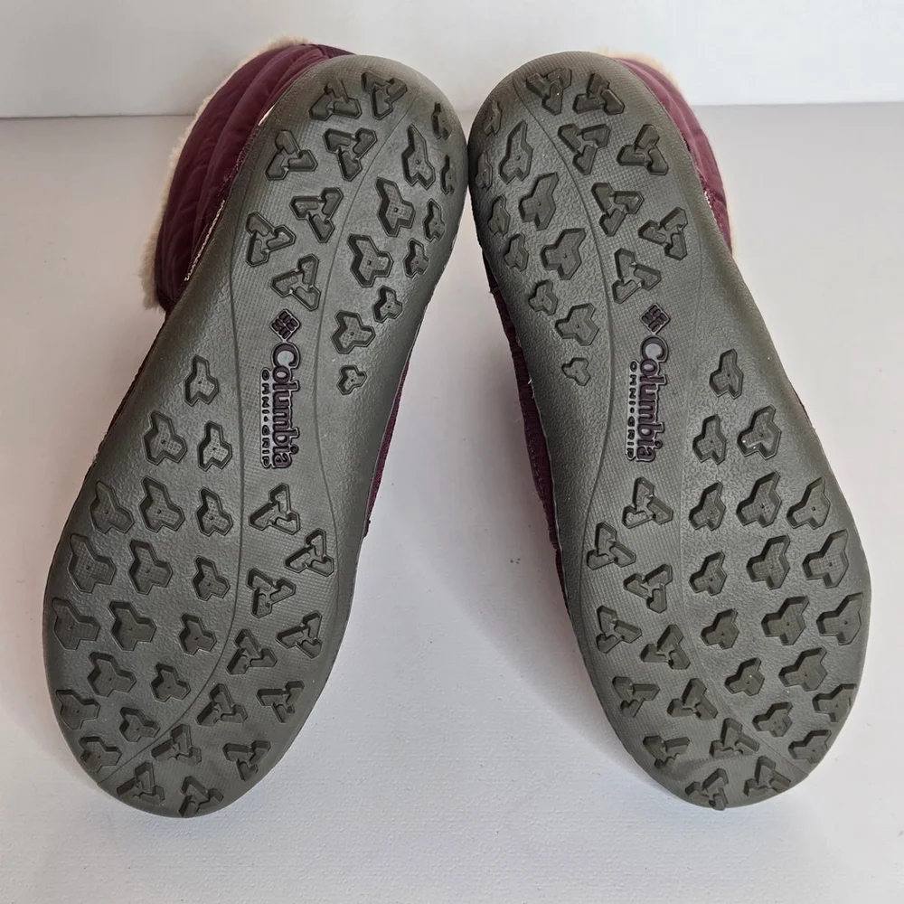 Columbia Powder Summit II Purple Burgundy Faux Fur Insulated Quilted Boots Sz 9